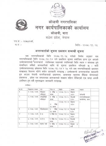 अन्तरवार्ता सम्बन्धी सूचना