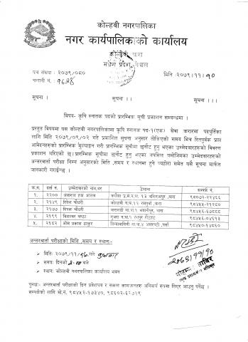 कृषि स्नातक पदको प्रारम्भिक सूची प्रकाशन सम्बन्धमा।