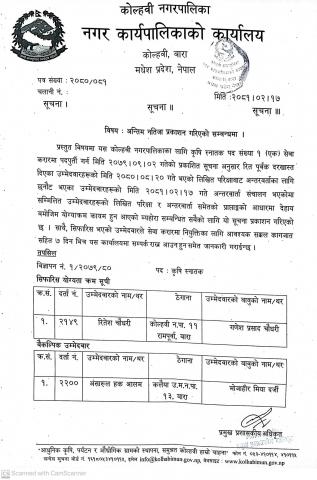 अन्तिम नतिजा प्रकाशन गरिएको सूचना